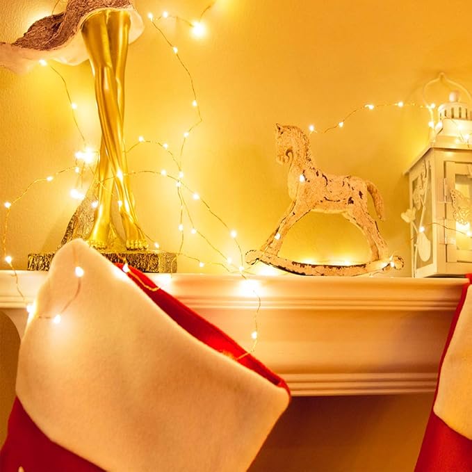 Moobibear LED String Lights 99ft 300 LEDs 2 Packs Fairy Lights, Dimmable Outdoor/Indoor Starry String Lights, Warm White Copper Lights with Remote for Garden Room Patio Party Decor