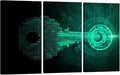 LSIUHWUWI 3 Panel Wall Art Cyber Security Concept Key Made from Binary Code Fits Iinto A Lock Picture Print on Canvas Wall Art for Living Room Decoration, Framed Ready to Hang, 20x40inchx3