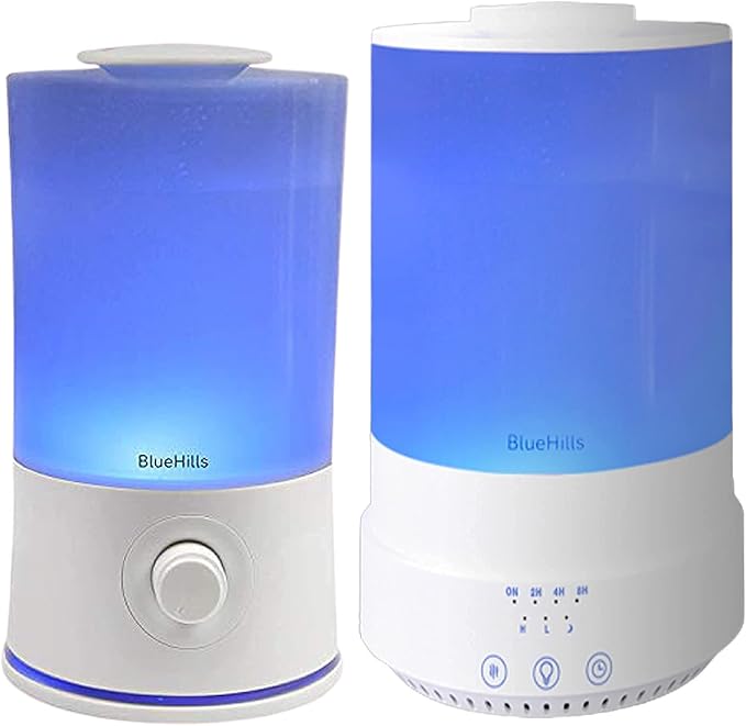 BlueHills Premium Set of 2 2000 ML and 2500 ML Large Essential Oils Diffusers for Big Rooms High Mist Output XL Capacity Adjustable Cool Mist Great Gift – Value Pack of 2 White