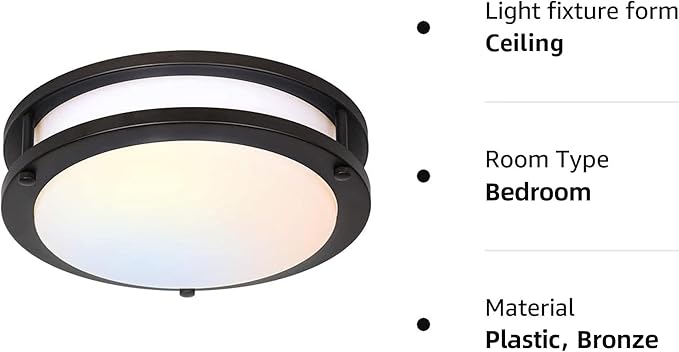 hykolity 13 inch Flush Mount LED Ceiling Light Fixture, 2700K/3000K/3500K/4000K/5000K Adjustable Ceiling Lights, Oil Rubbed Bronze Saturn Dimmable Lighting for Bathroom Kitchen, ETL Listed - 2 Pack