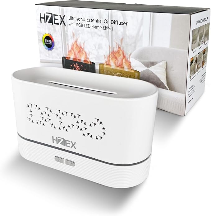 Colorful Flame Aromatherapy Diffuser – 200ml Ultrasonic Essential Oil Diffuser with 7 LED Lights & Whisper-Quiet Design – Cool Mist Humidifier for Relaxation, Bedroom, Yoga, Meditation & Home Décor