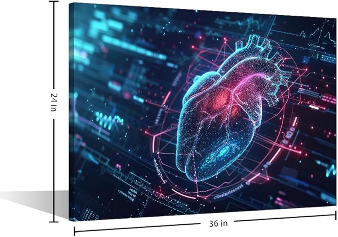 TUMOVO Futuristic Technology Paintings Wall Art Futuristic Blue Circuit Board Background Canvas Art Wall Decor Decoration For Wall Art Work for Wall Decor Living Room Bedroom 24" Wx36 Hx1 Panel
