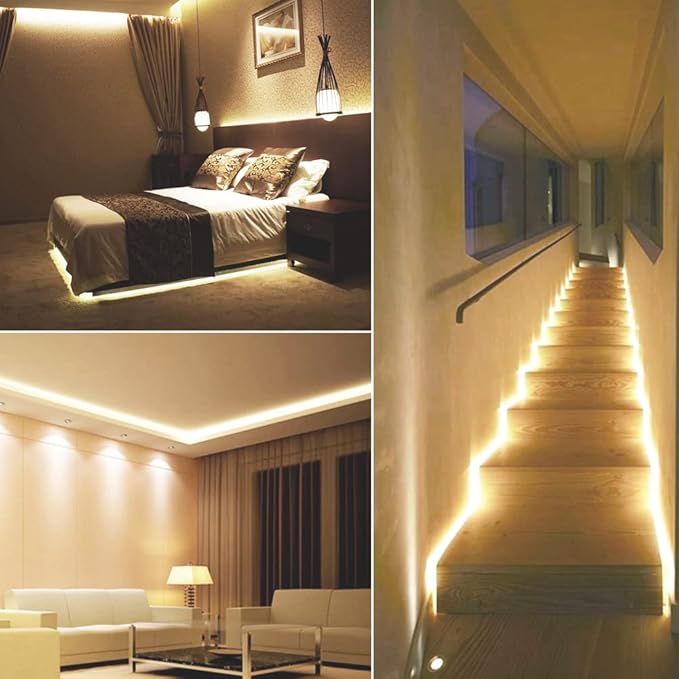 SURNIE 50ft/15m LED Neon Rope Lights - Commercial Neon Strip Light Outdoor Waterproof - 110V Flex Warm White Neon Lights Connectable DIY Strips Lighting for Indoor Outdoor Decor