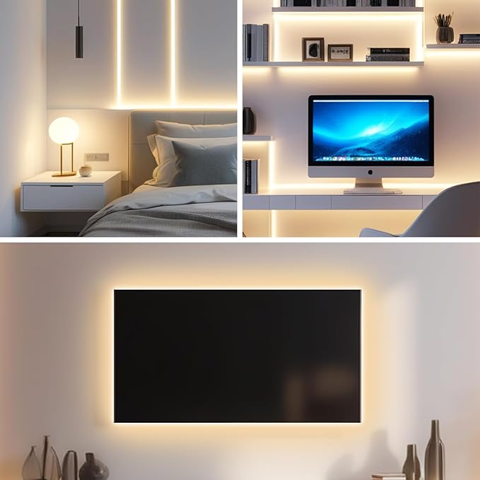 iNextStation 6.6ft/2M Warm White COB LED Light Strip, 640LEDs 5V USB Led Lights for TV, 3000K Dimmable LED Strip Lights, CRI93+ Flexible LED Tape Lights for TV Backlight, Outdoor, Bedroom, Mirror