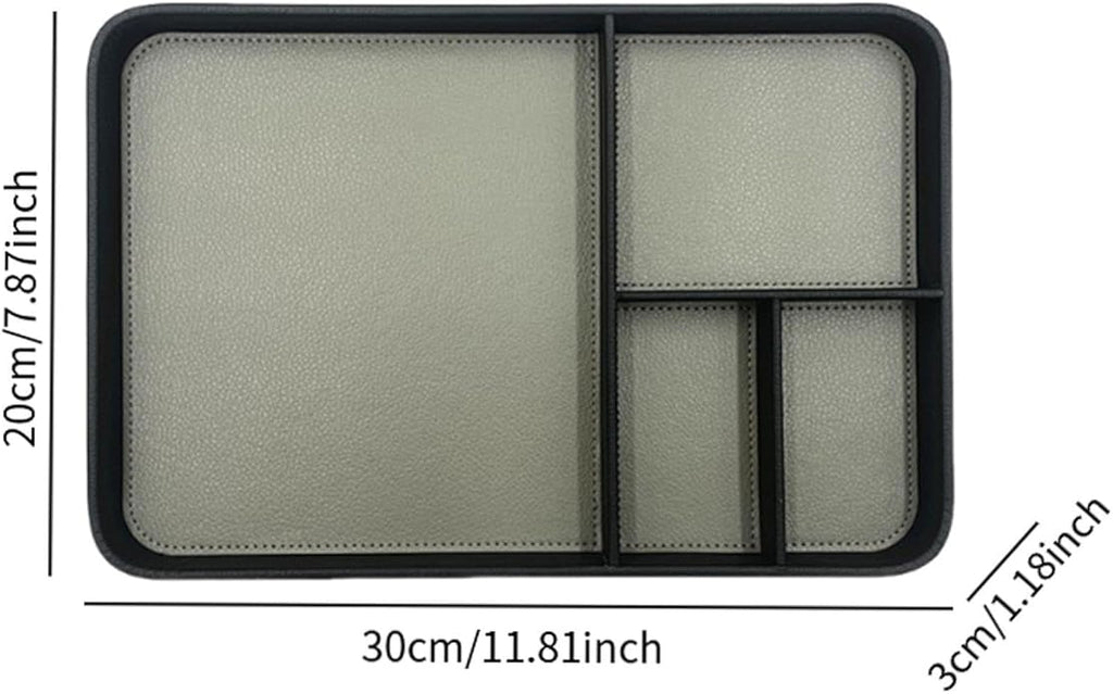 Valet Tray NightStand Tray 4 Compartment Modern,Wear Resistant,Bedside Organizer,PU Leather for Wallet Phone Jewellery Watch