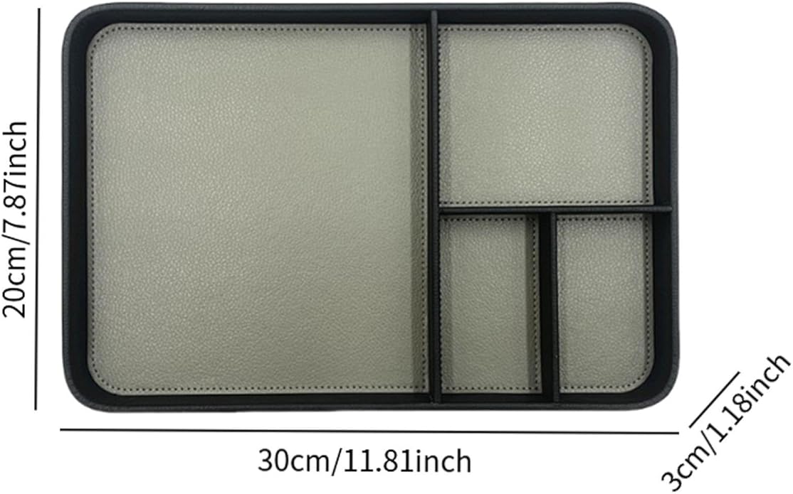Valet Tray NightStand Tray 4 Compartment Modern,Wear Resistant,Bedside Organizer,PU Leather for Wallet Phone Jewellery Watch