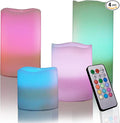 CANDLE CHOICE Battery Operated Color Changing Flameless Candles with Remote Timer Real Wax Realistic Flickering Electric Multicolor LED Pillars Lights for Home Wedding Christmas Decorations 4 PCS