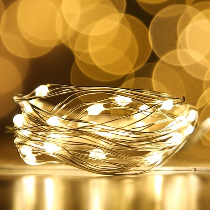 LIIDA LED Fairy String Lights, 12-Pack 20 Micro Lights On Silver Copper Wire (Batteries Include) for DIY Wedding Centerpiece, Mason Jar Craft, Christmas Tree, Garlands, Party Decoration (Warm White)