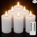 Eldnacele Flameless Pillar Flickering Candles With Remote and Timer - Battery Operated 3D Wick Real Wax LED Set of 6 White - Christmas Holiday Decor Wedding Home Indoor Decorations
