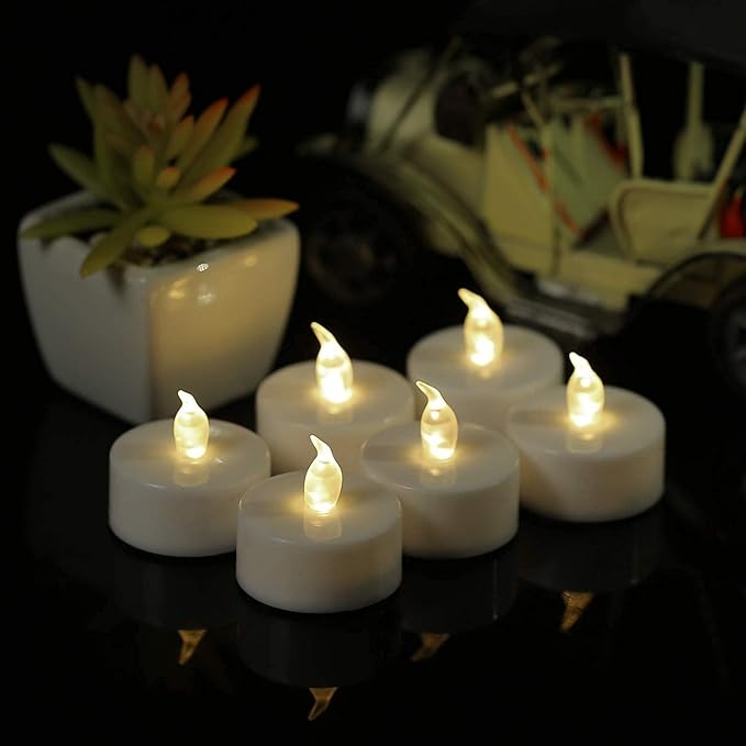 LED Tea Lights with Remote Control: 24pcs Flickering Flameless Candles,Long Lasting 400+Hours,Battery Operated Electric Tealight for Home Decoration Seasonal&Festival Celebration(Warm White)