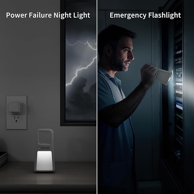 Dawnrise 2 Pack 5-in-1 Power Failure Night Light, Multifunctional Rechargeable Motion Sensor Night Lights, Plug in Night Lights, Emergency Lights for Home, Flashlights for Blackout,Hurricane
