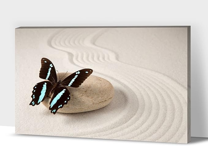 GUTTATY Zen Wall Art Decor, Modern Bathroom Zen Decor Wall Art, Canvas Wall Art for SPA Zen Room Decor, Butterfly and Pebble Relaxing Art Prints for Office & SPA Wall Decor Ready to Hang 24x36 Inches
