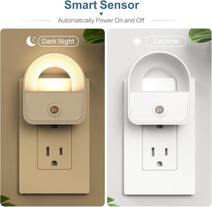 LED Night Light Plug into Wall, Nightlights with Smart Dusk toDawn Sensor, Night Light Suitable for Bedroom, Bathroom, Hallway, Kitchen, Stairs, Kids, 6 Pack, Warm White Light