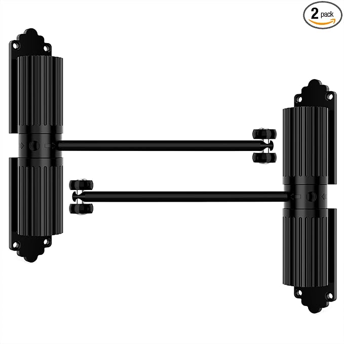 2 Pack Black Safety Spring Door Closers - Adjustable, Metal, Self Closing, Up to 140LB