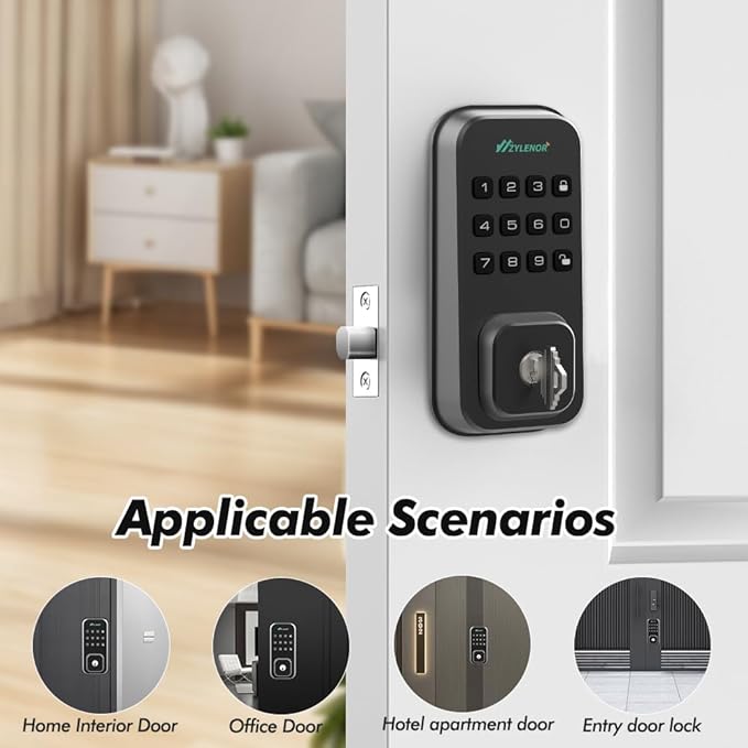Keyless Entry Door Lock, Smart Lock for Front Door with Digital Keypad, Built-in WiFi Deadbolt, App Remote Control with Easy Installation, Upgraded Battery Life