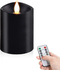 3x4 Flickering Flameless Candles Set of 1,Real Wax Pillar led Candles Flickering,with Timer,4 inch Flameless Candles with Remote,for Holiday Home Decor Party,Black