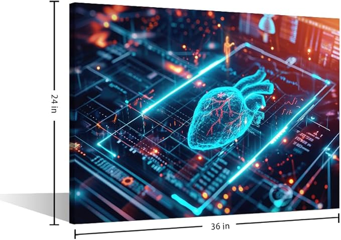 Artificial Intelligence Canvas Printing Wall Art Large Wall Art for Living Room AI Generated Print Artwork Canvas Office Computer Screen Picture Framed Wall Art Office Bedroom 24" Wx36 Hx1 Panel