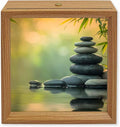 Wood Night Light Box 6.5x6.5in,Zen Meditation Stone Lake Table Lights Wooden Picture Frame with USB Rechargeable Touch LED Lights for Home Decor Desktop Display,Nature Landscape Still Life