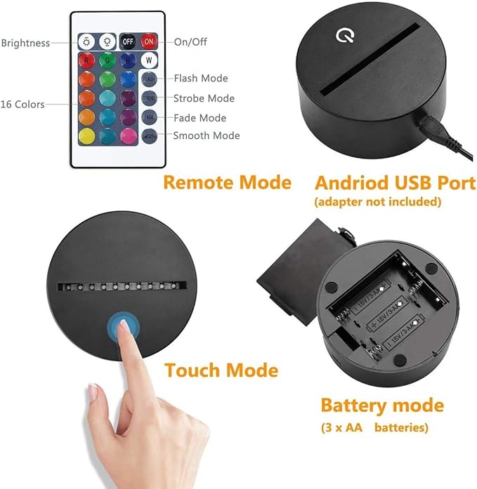 Optical Illusion 3D Middle Finger Night Light 16 Colors Changing USB Power Remote Control Touch Switch Decor Lamp LED Table Desk Lamp
