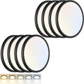 8 Pack LED Flush Mount Ceiling Light,7Inch 15W,3000K/3500K/4000K/5000K/6500K 5 Color Temperatures Ceiling Light Fixture for Kitchen Porch Hallway Bedroom Bathroom and Closet,Black