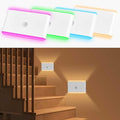 LAVAED Motion Sensor Night Light Indoor,RGB Charging Cordless Stair Lights,LED Wireless Step Light 500mAh Rechargeable Battery Operated Stick On Light for Hallway,Kitchen,Closet,Cabinet,Bedroom(4pack)