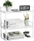 Desk Shelf Organizer for Top of Desk, Detachable 2 Tier Desktop Bookshelf, Wooden Desk Shelves Storage Rack, Small Desktop Shelf for Office Home Dorm, Tabletop Desk Organizer Stand (White+White)