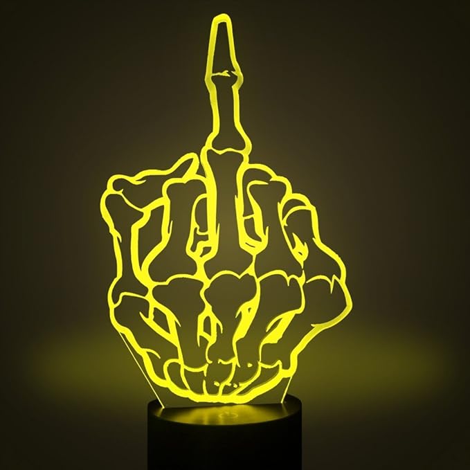 Optical Illusion 3D Middle Finger Night Light 16 Colors Changing USB Power Remote Control Touch Switch Decor Lamp LED Table Desk Lamp