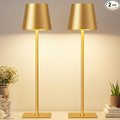 Gold Cordless Rechargeable Table Lamp, 2 Pack Portable Desk Lamp with 5000mAh Battery, Touch Control Stepless Dimming, Wireless Night Light for Dining, Outdoor Camping, Coffee Shop, Waterproof Design