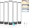 5-Pack Motion Sensor Under Cabinet Light, 3 Color Temperature Dimmable Rechargeable Magnetic Closet Light 7.9 inch Wireless Under Counter Light, Black