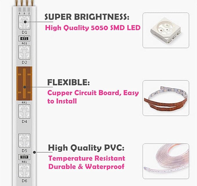 Warm White Color LED Strip Light, AC 110-120V Flexible/Waterproof/Multi-Modes Function/Dimmable SMD5050 LED Rope Light with Remote for Home/Office/Building Decoration (98.4ft/30m)