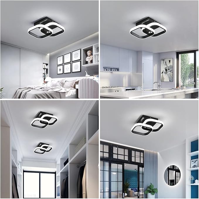 DELIPOP Modern LED Ceiling Light, 22W 6500K Flush Mount Light Fixture for Kitchen Bathroom Bedroom Living Room Hallway Ceiling Light Fixture