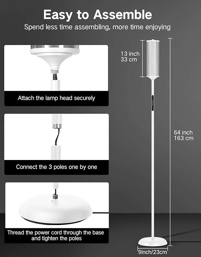 OUTON Corner Floor Lamp with Remote, Touch & App Control, RGB Color Changing Standing Lamp with 32 Modes, 360 Lighting, 3 Color Temperatures, Dimmable 66 in Tall Lamp for Living Room,White Glass