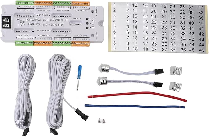Intelligent Motion Sensor Cascading LED Stair Lighting Kit, 7.1in Length LED Light Bar with 16.4ft Cord, Cuttable LED Strip Light for Indoor LED Stair Lights LED Step Lights