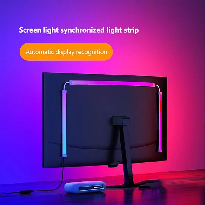 Heayzoki Screen Sync RGB Light Strip for 27 Inch Monitor, 16 Million Colors, USB Powered PC Gaming Ambient Backlight Music Mode PC Client Control, 65 LED Beads