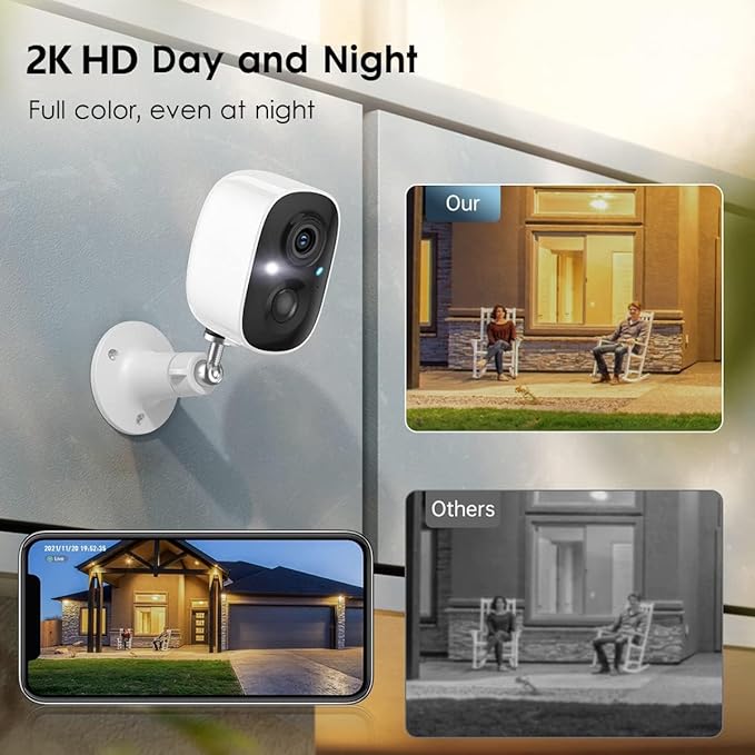 Geekee Security Cameras Wireless Outdoor 2-Way Talk Battery Powered Wi-Fi Cameras for Outside and Indoor 2K Night Vision AI Motion Detection Siren Alarm IP65 Weatherproof 2-Pack