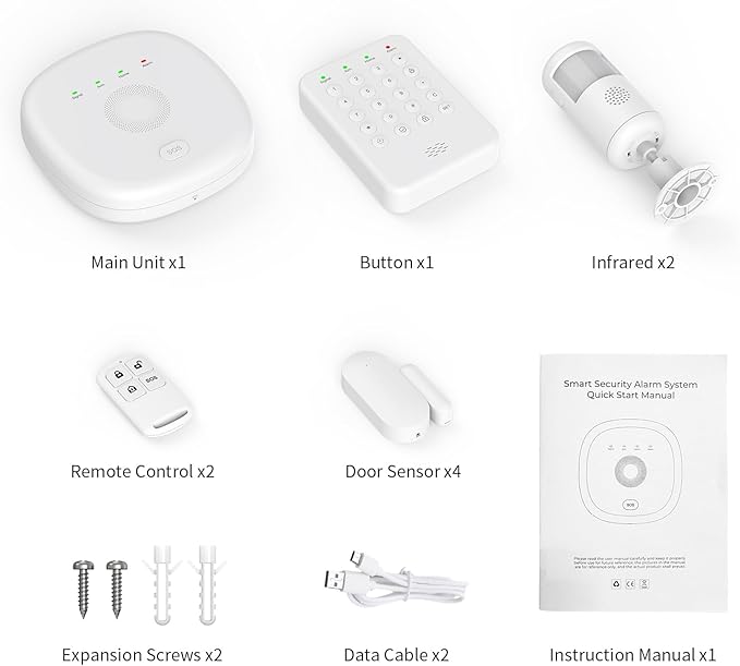2026 Home Security System, 7-Piece Wireless Smart Alarm System Kit with Instant App Alerts & WiFi+GSM/4G,Mobile App Control,Door/Window Sensors,Remote,Motion Detectors,Compatible with Alexa