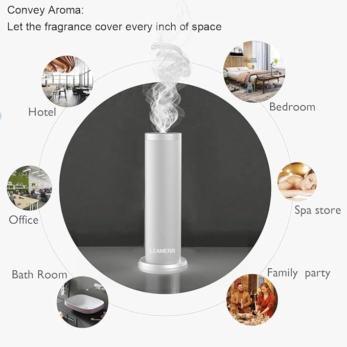 Smart Scent Diffuser Machine for Home, Bluetooth/WiFi Waterless Essential Oil Diffuser for Oils,Super Quiet Work Cold Air Technology Aromatherapy Diffuser for Large Room, Office, Shops, Gym
