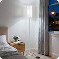 Dimmable Floor Lamps for Living Room with Remote and Foot Switch, 64.4” Modern Standing Tall Lamp, Corner Lamp for Office, Bulb Included, 3000K-6500K, Silver and Off-White SW06LD05W1