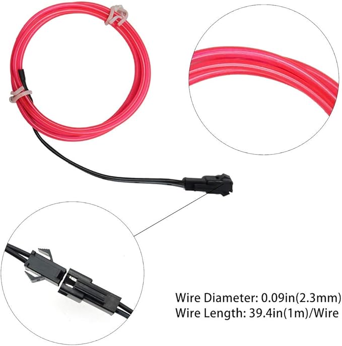Ourbest EL Wire Lights Battery Powered, Wearable Led Wire Lights 5in1 neon String Light,DIY neon Sign kit Stay/Slow/Fast Flash Party Decoration 1M MUL