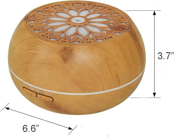 Diffuser with 6 Essential Oils for Large Room,550ml Aroma Diffusers with Remote Control for Home,Mini Humidifier with LED Night Lights for Office Yoga Room Decor Gift for Women Men(Light Wood Grain)