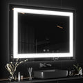 COOL2DAY LED Mirror for Bathroom,55x36 Inch Lighted Bathroom Vanity Mirror with Lights, Double Light Strips, 3 Colors, Shatter-Proof, Anti-Fog and Brightness Memory
