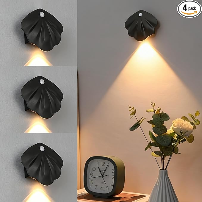 4 Pack Rechargeable motion sensor indoor spotlight ,LED human sensing cabinet small night light,bedside wall light,bedroom,Living room lamps,decorative paintings artworks,corridor,staircase step light