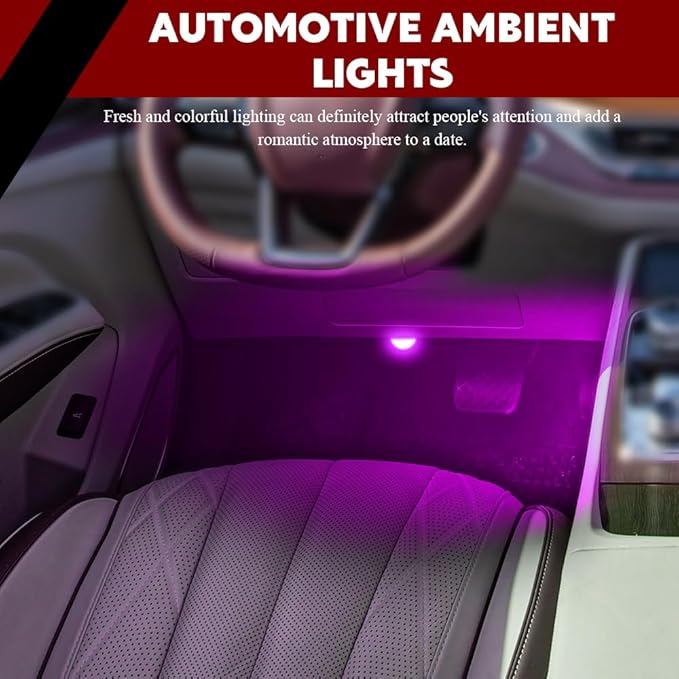 Car Interior LED Lights, Automotive Ambient Neon Light Kit with USB Port, Automotive Under Dash Decoration Night Lamp for Men and Women, 4 in 1 Decoration Lights for Car, Garden, Home, Part (Pink)