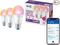 WiZ Connected Smart Light Bulbs, Sunset to Sunrise Automation + Motion Detection + Control with Voice or App, Full Color A19 60W 800LM Indoor, Matter Compatible -3 Pack