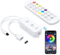 RGB LED Strip Light Controller, with APP, Music Sync and IR Remote, with Unlimited Colors and Pin Modify Feature Compatible with 5V-24V All 4-pin 10mm RGB LED Strip via Bluetooth Connection