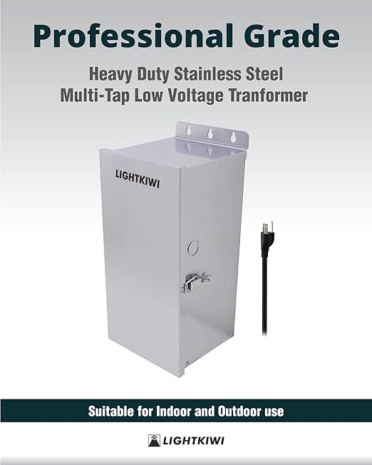 Lightkiwi U8810 600W Low Voltage Landscape Lighting Transformer, 120V to 12V–15V AC Multi-Tap, Weatherproof Outdoor Power Supply for Garden, Path & Spot Lights, Pool/Spa, ETL Listed