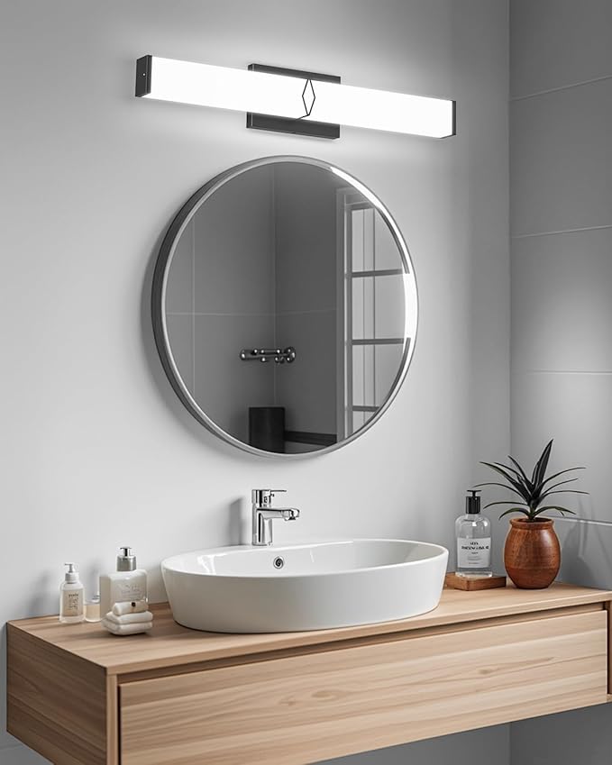 Modern Bathroom Light Fixtures, 24inch Dimmable LED Bathroom Vanity Lights Over Mirror, 25W 2700LM 5CCT Black Vanity Lighting Fixtures for Mirror,ETL Certified
