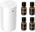 Airversa Waterless Essential Oil Diffuser Starter Kit with 4 x 10mL Hotel Scent Fragrance Oil, Battery Operated Mini Scent Air Machine Portable Diffuser for Home Car Office, AN8 Kit White