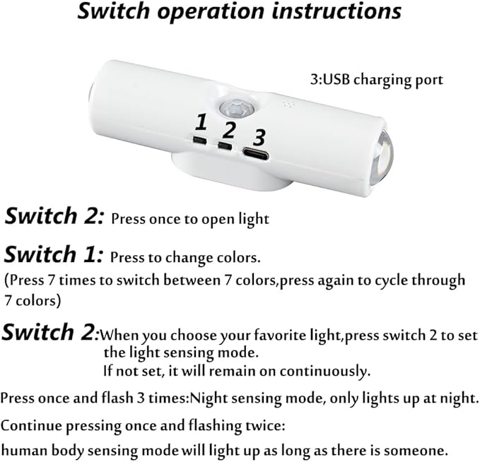 Motion Sensor Wall Light (2 Pack) 7 Colors 9 Model 3 Sensing Modes USB Charging Wireless Wall Sconces Brightness Adjustable Wall Lamps Night Light for Home Decor Best Gift (White)
