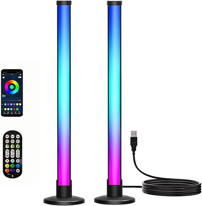 ThreeH Smart Light Bars Double LED Ambient Lighting Lamps APP and Remote Control USB Powered 16 Million RGB Colors Changing Timer Setting 42cm/16.5"